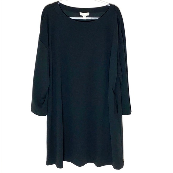 H Halston black jersey wide sleeve shift dress - Picture 1 of 8
